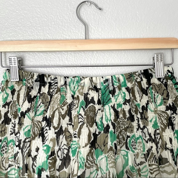 Rare Aspesi Green/Cream Flowy Floral Silk Skirt Size 40 - Picture 4 of 6